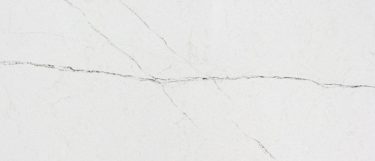 a Luce di Luna quartz countertop surface that features gray linear veining over the ivory white base