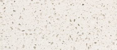 a Crystal Ice quartz countertop surface that has glass-like fragments over the white background