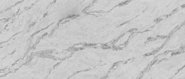 an Amarcord quartz countertop surface that features veining pattern in brown-grey over the white background