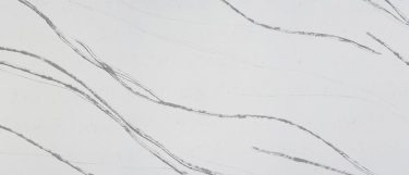 an Eternal Bella quartz countertop surface that features striking vein design in gray against the white background