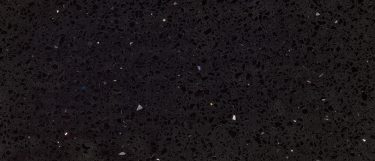 a sparkling black quartz countertop surface that features sparkle flecks over the deep black base
