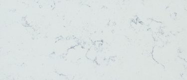 a Fairy White quartz countertop surface that features light sterling and dove gray veins over the porcelain white background
