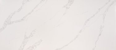 a Calacatta Venice quartz countertop surface that features subtle broad veining over the warm white background