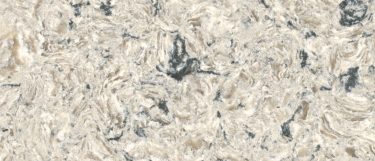 an Antico Cloud quartz countertop surface that features swirling pattern of white, taupe, and dark gray