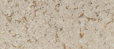 a Windermere quartz countertop surface that features a beige base with swirls of gray, cream, and gold