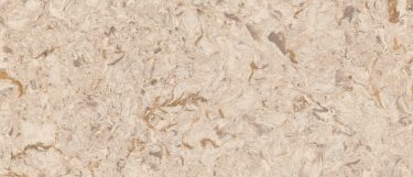 Hawkridge quartz countertop surface that features colors of rust, cream, and gray over the cream base
