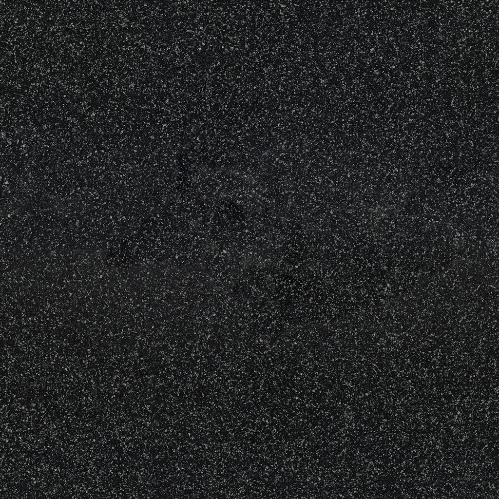 a Flint Black quartz countertop surface that features a dark design with subtle gray speckles over the black background