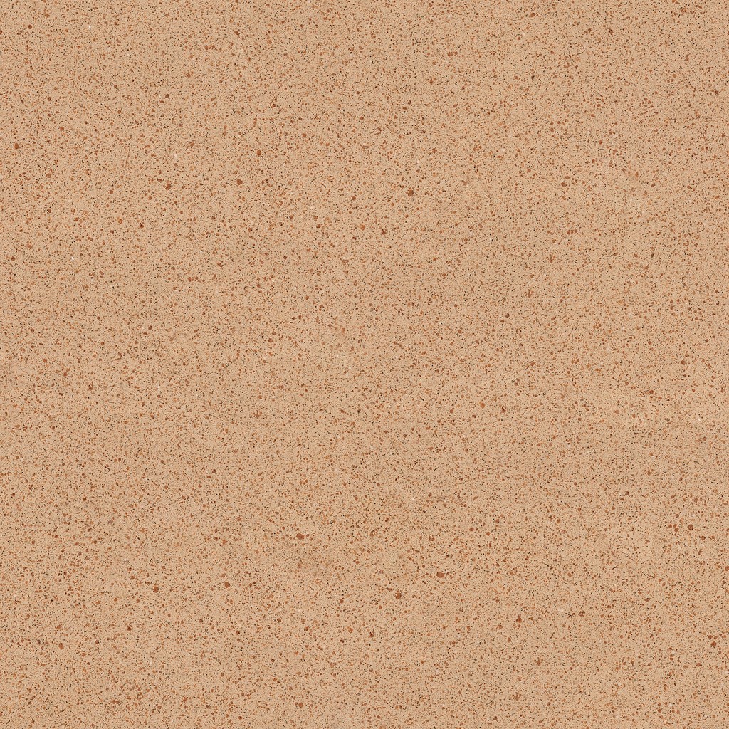 a Brecon Brown quartz countertop surface that features speckled design in creamy yellow tones with brown and copper specks over the brown background
