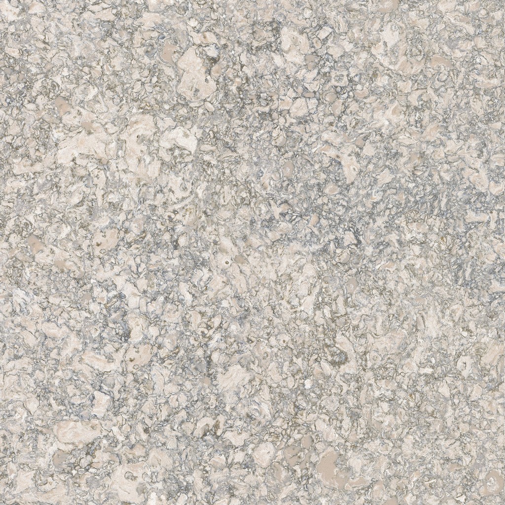 a Berwyn quartz countertop surface that features gray accents and veining with swirling pattern in white, cream, and gray