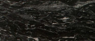 a silver waves granite countertop surface that has a white veining pattern over the black base