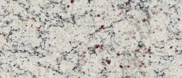 an S F real granite countertop surface that has a white background with contrasting black and gray veining pattern