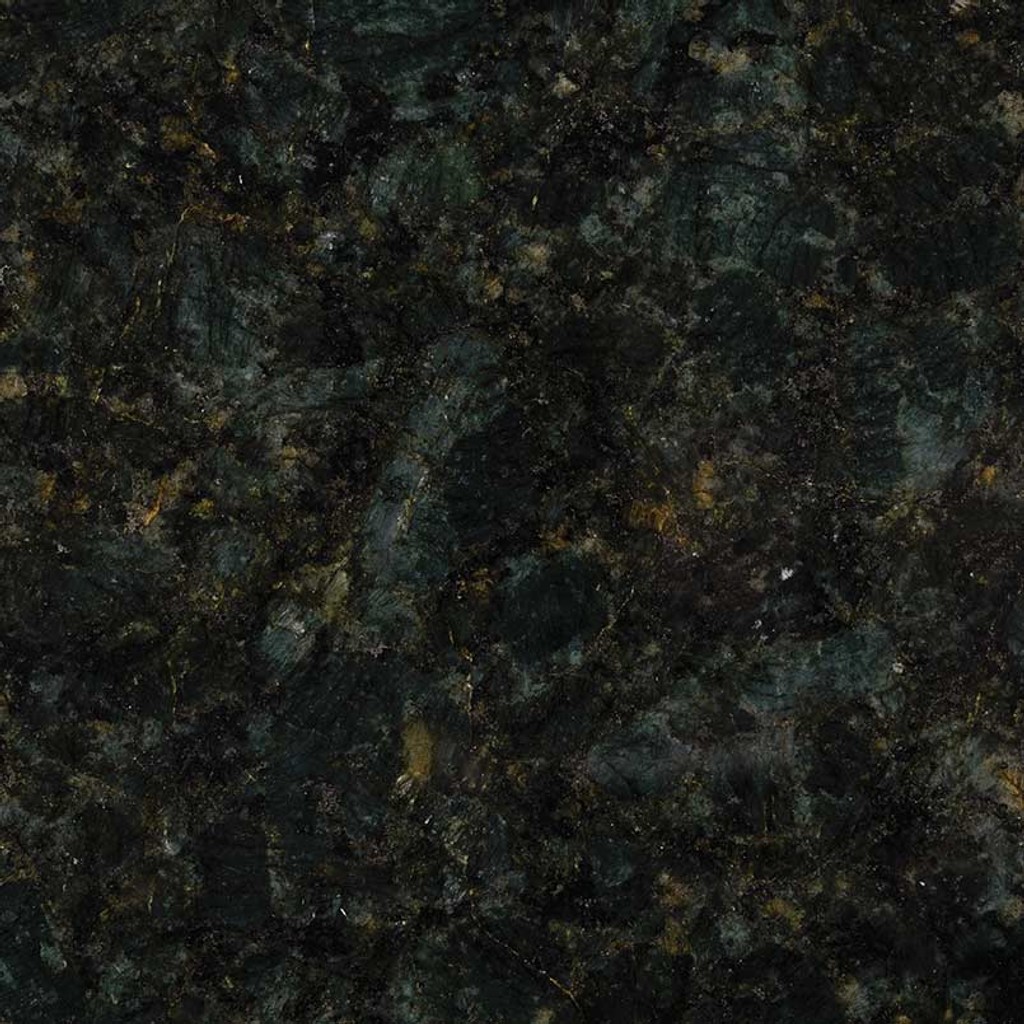 a peacock green granite countertop surface that has a deep green color with gold flecks
