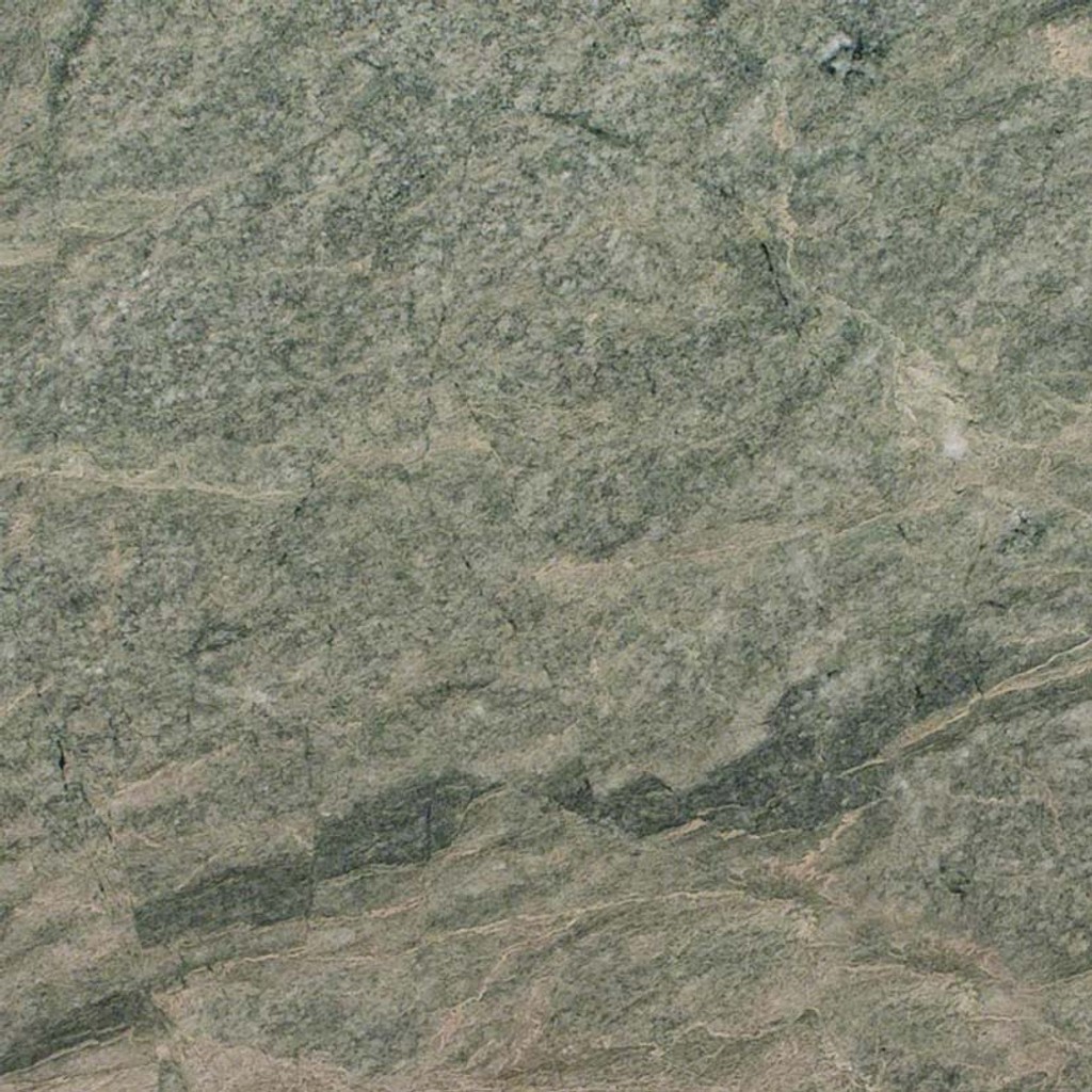 a Costa Esmeralda granite countertop that features gray veining over the green colored surface