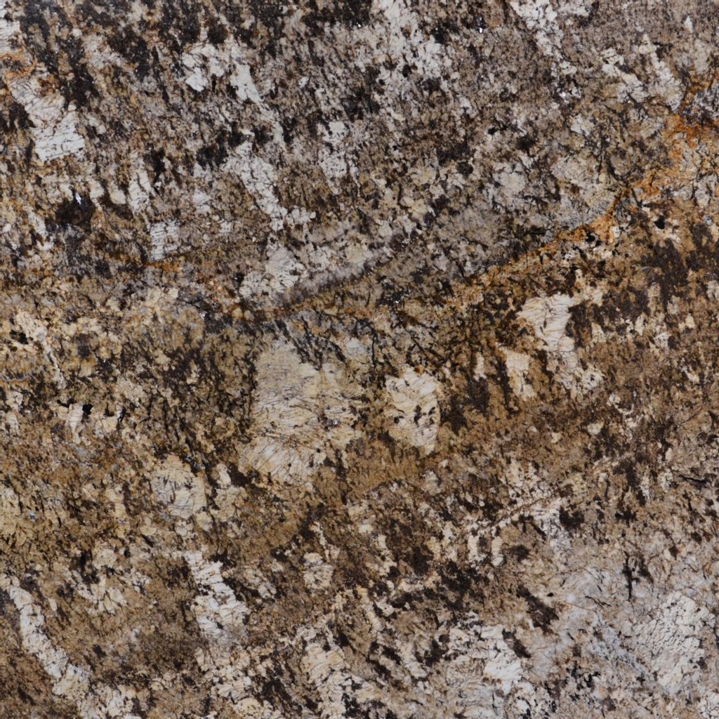 a persa brown granite countertop surface that has taupe and various shade of brown smattering over the cream background