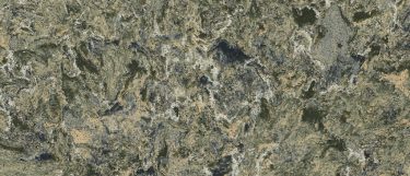 a wentwood quartz countertop surface that has a green design with cream and white swirling pattern